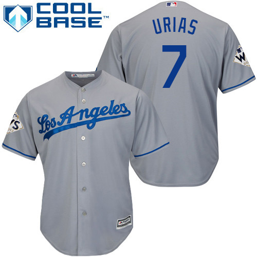 Dodgers #7 Julio Urias Grey Cool Base World Series Bound Stitched Youth MLB Jersey - Click Image to Close